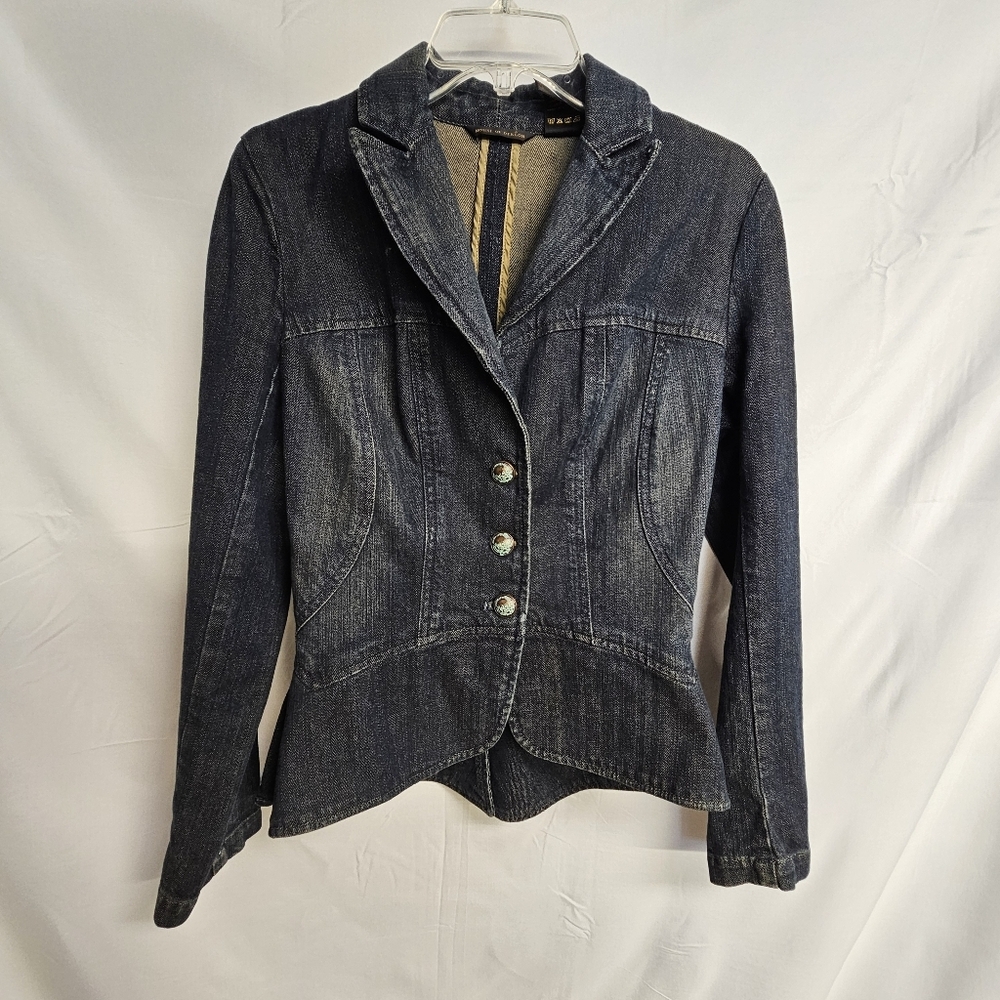 Deréon Dark Denim Jacket Beyoncé Y2K 2000's Embroidered Designer Large
